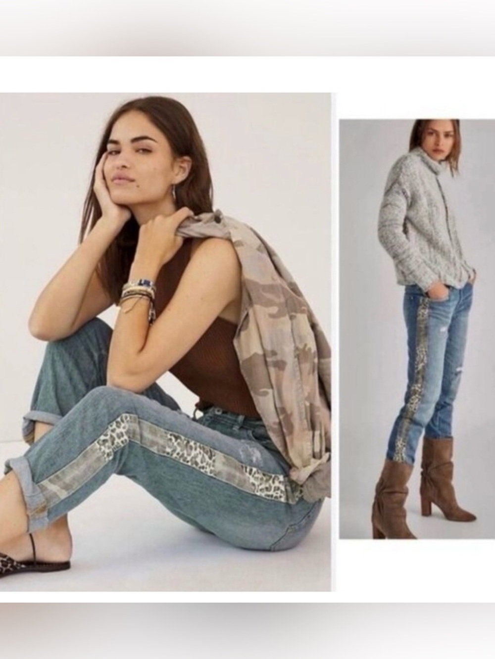 Anthropologie Pilcro Slim Boyfriend Snake Stripe Distressed Jeans